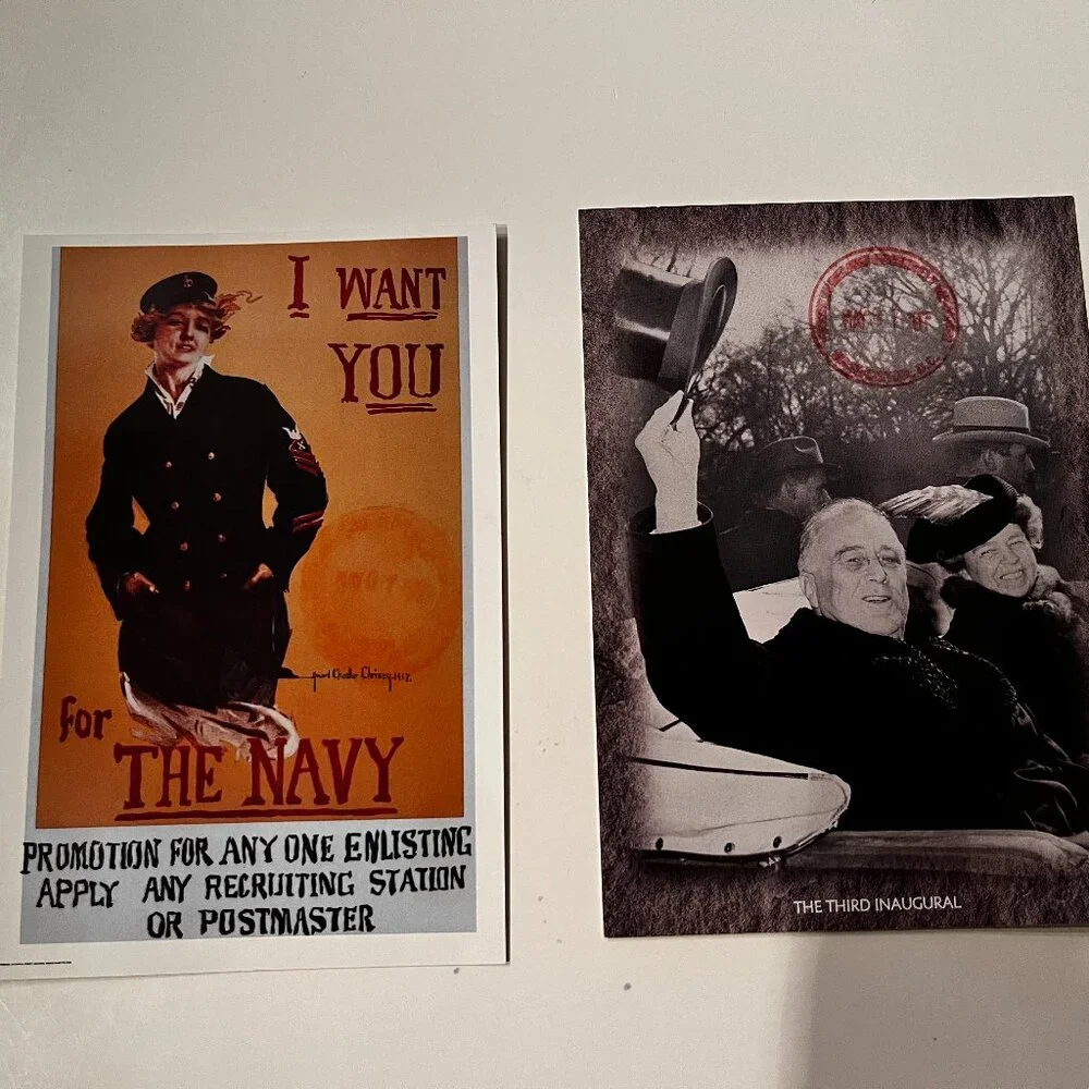Vintage Post Cards - WWI Navy Recruitment Poster and Roosevelt Third Inaguration